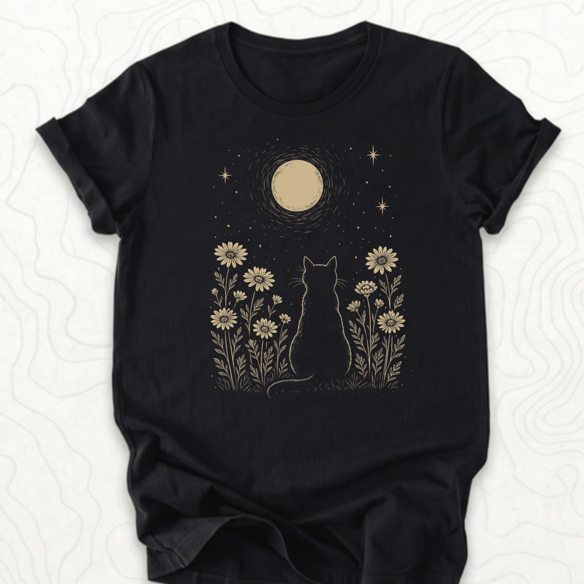 Moonlit Cat Tee - Black