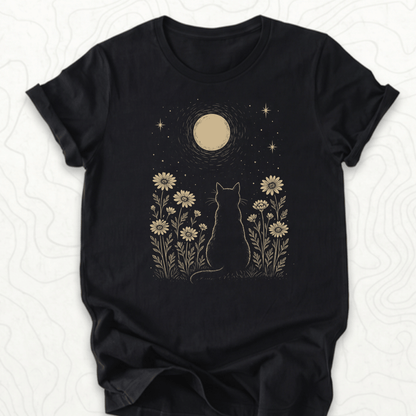 Moonlit Cat Tee - Black