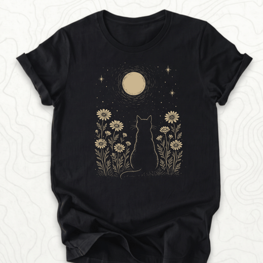 Moonlit Cat Tee - Black