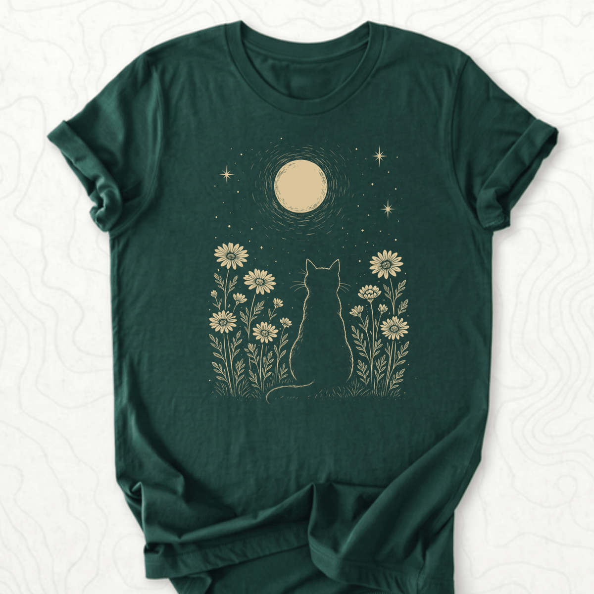 Moonlit Cat Tee - Forest