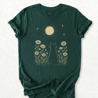 Moonlit Cat Tee - Forest