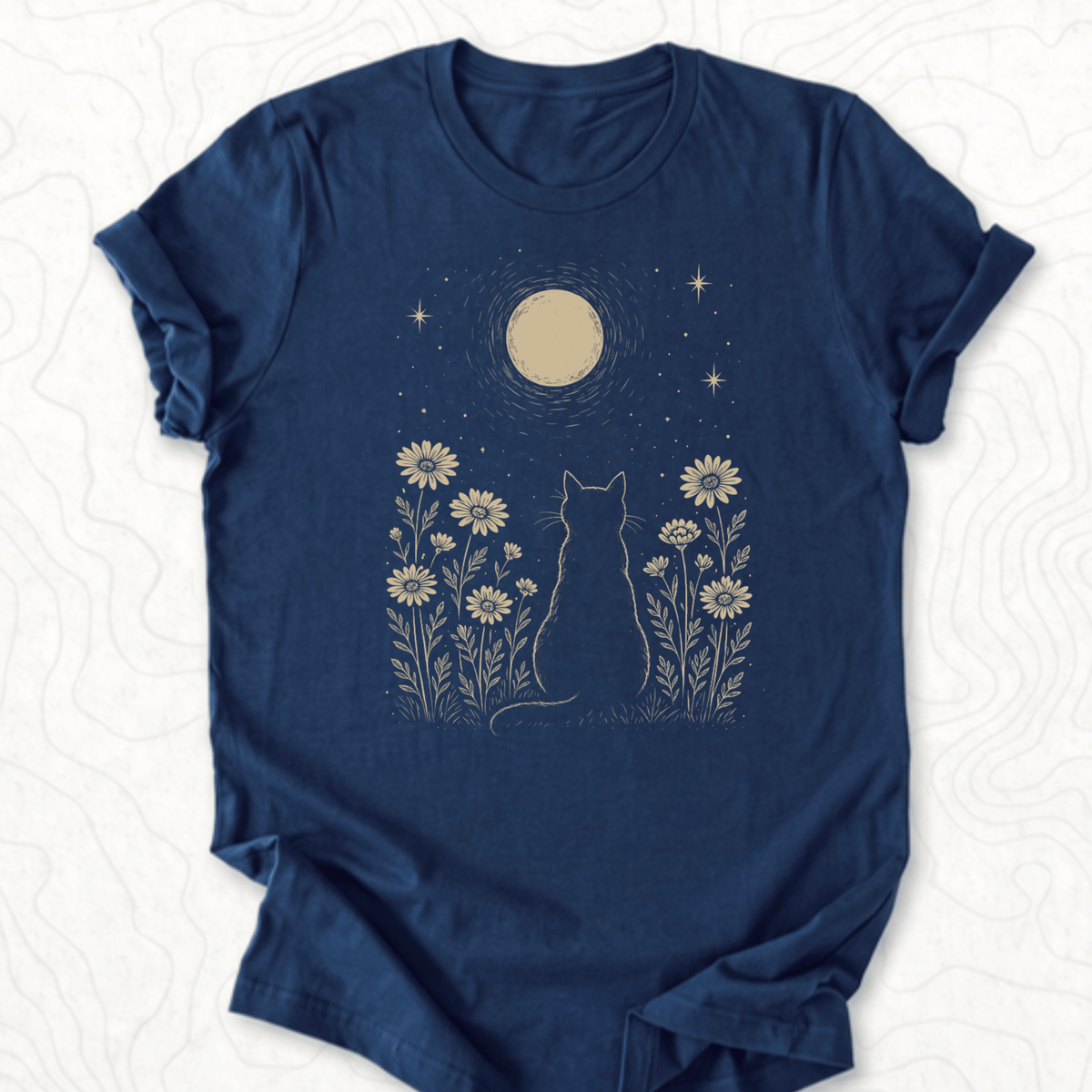 Moonlit Cat Tee - Navy