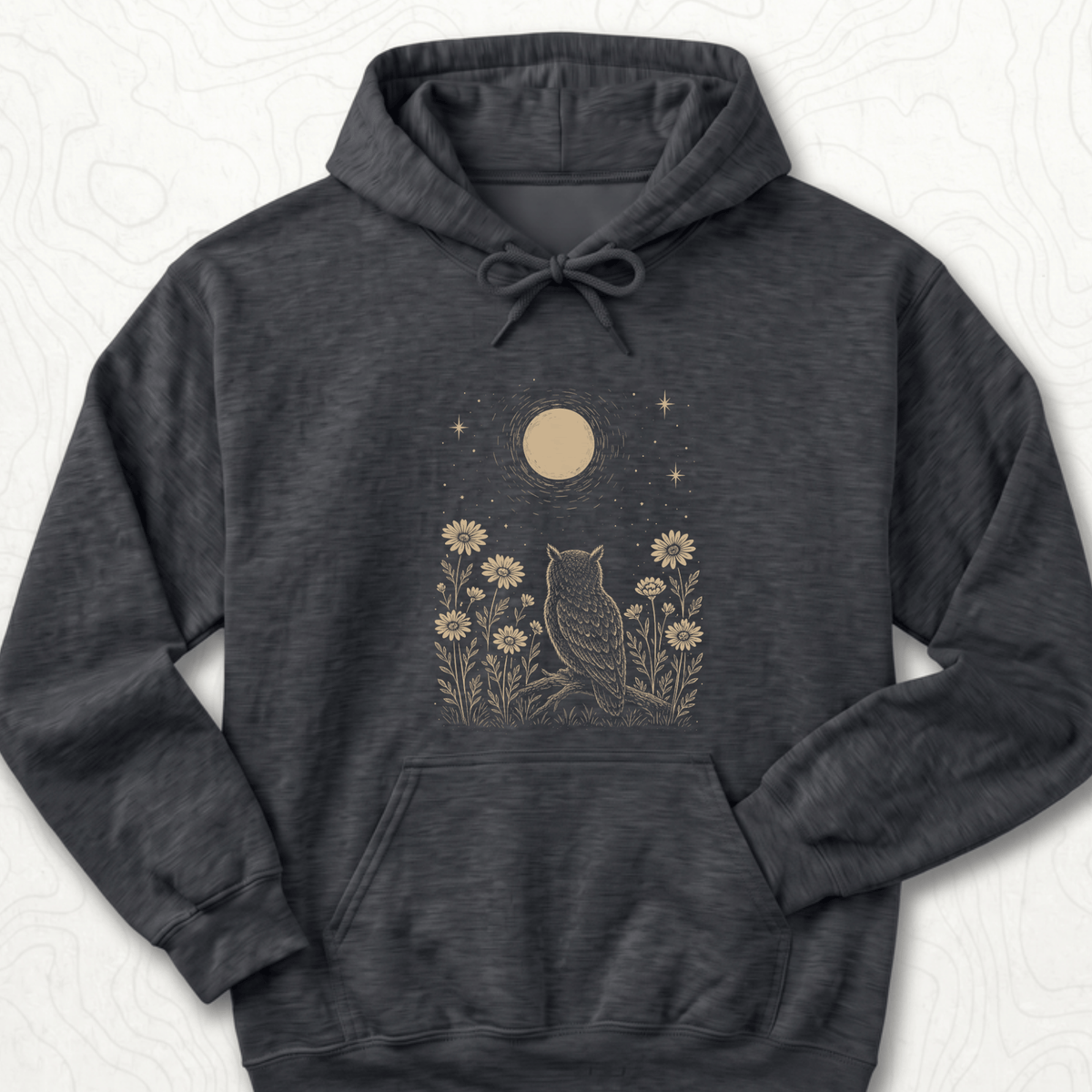 Moonlit Owl Hoodie - Dark Heather