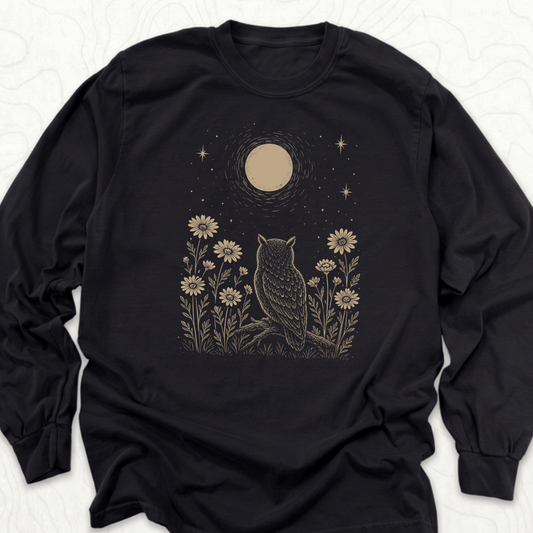 Moonlit Owl LS T-shirt - Black