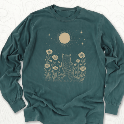 Moonlit Owl LS T-shirt - Blue Spruce