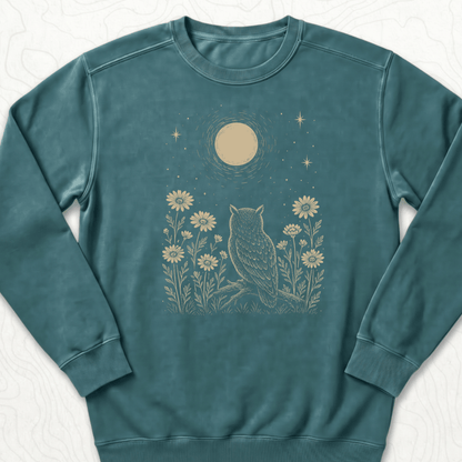 Moonlit Owl Sweatshirt - Blue Spruce