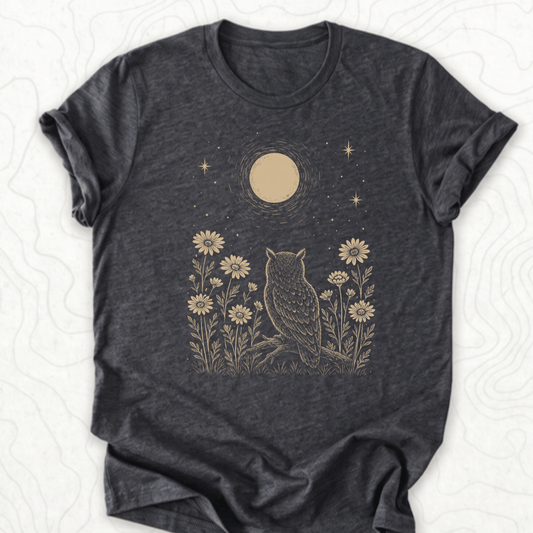 Moonlit Owl Tee - Dark Grey Heather