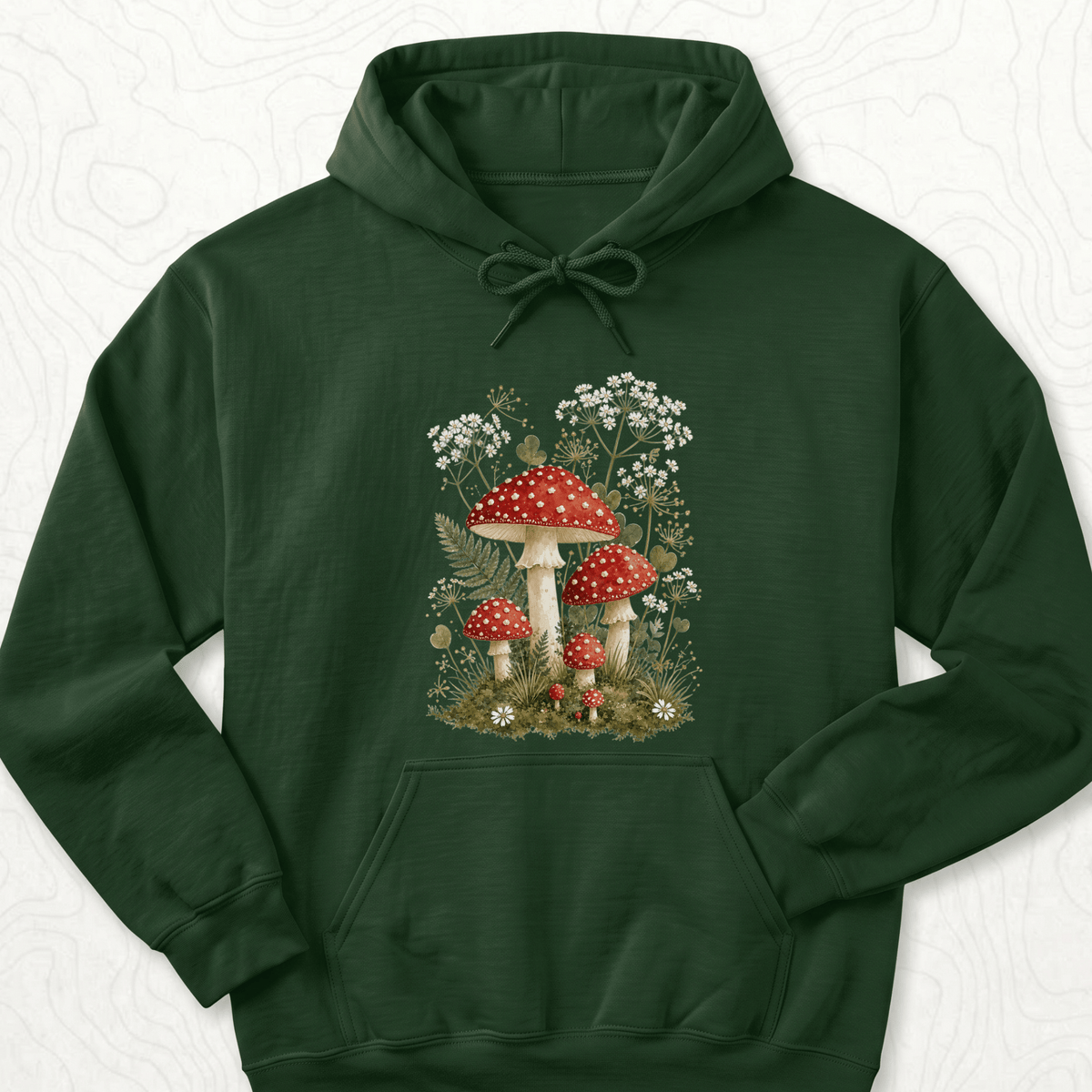 Mushroom Garden Hoodie - Forest Green