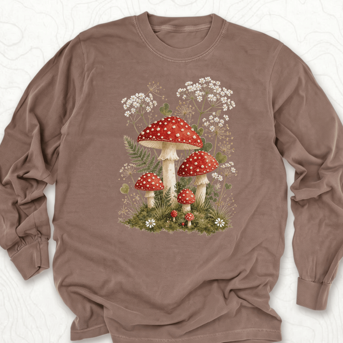 Mushroom Garden LS T-shirt - Espresso