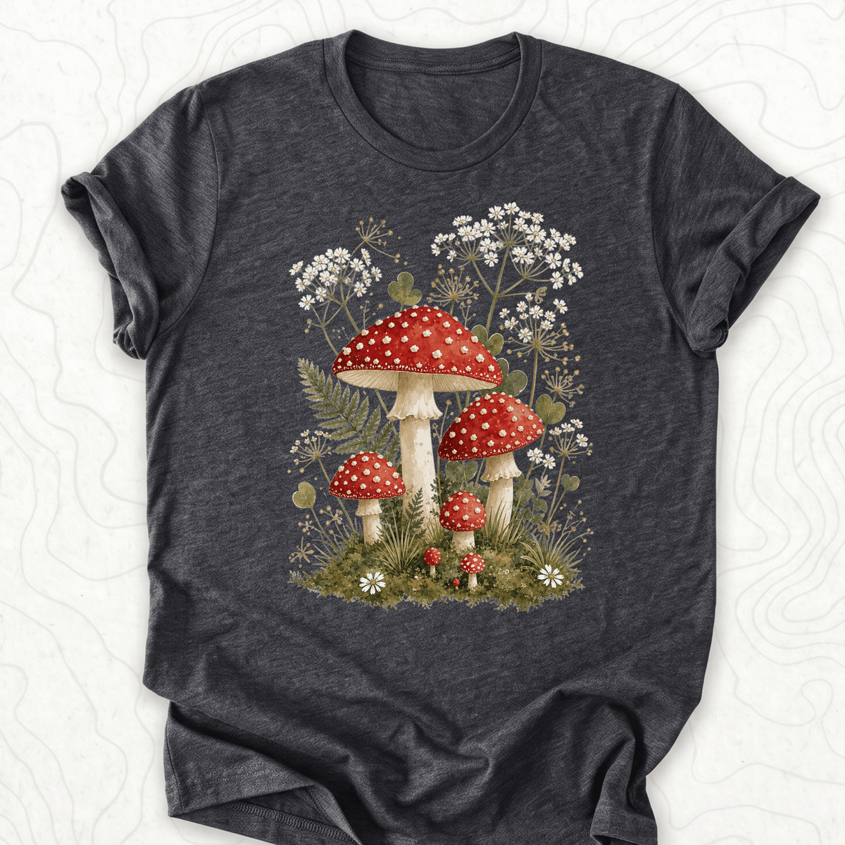 Mushroom Garden Tee - Dark Grey Heather