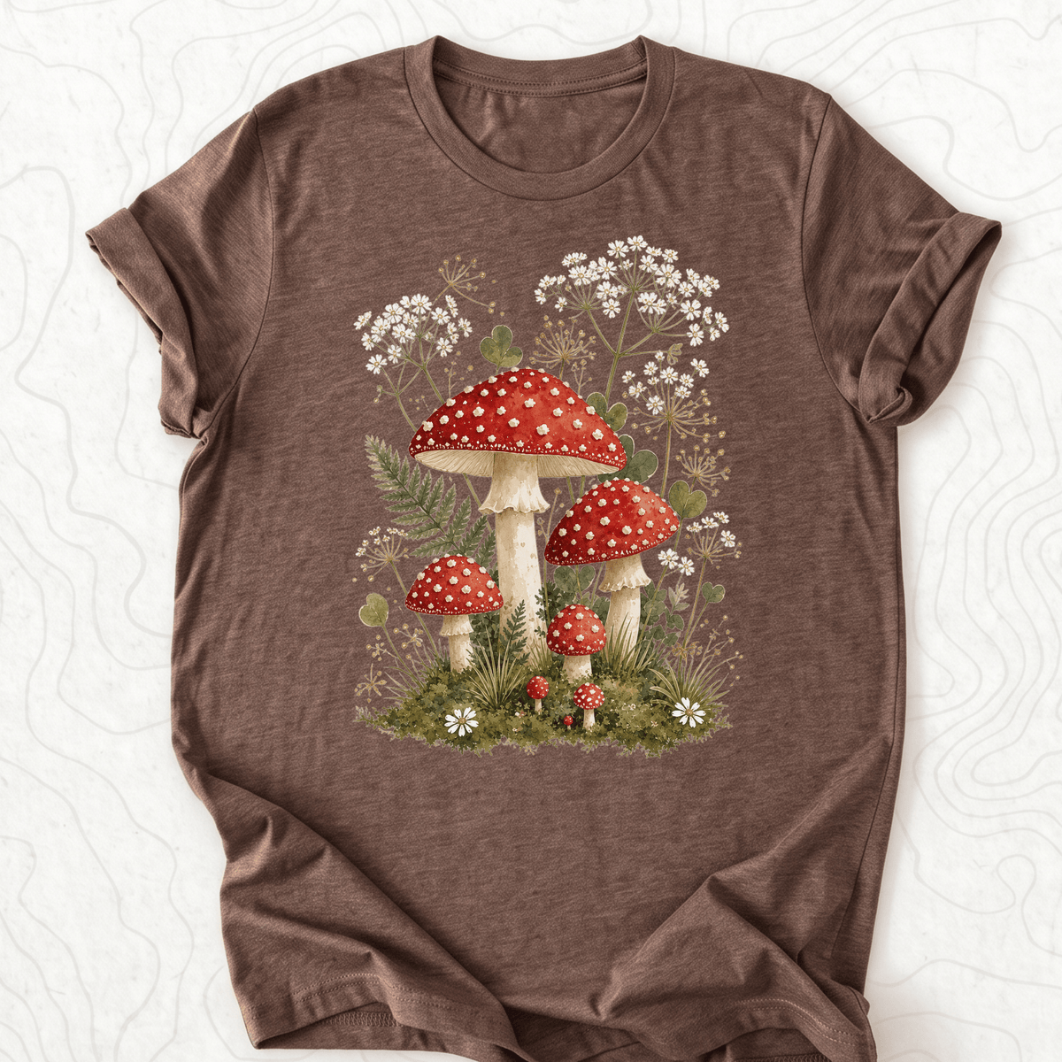 Mushroom Garden Tee - Heather Brown
