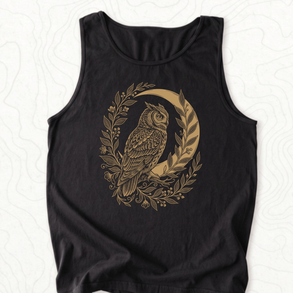 Owl Moon Tank Top - Black