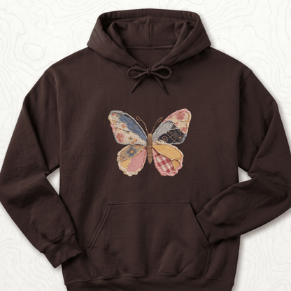Faux Patchwork Butterfly Hoodie - Dark Chocolate