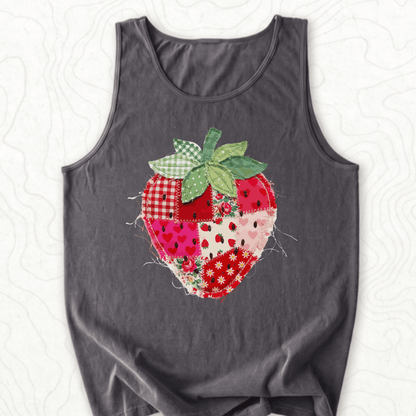 Faux Patchwork Strawberry Tank Top - Pepper