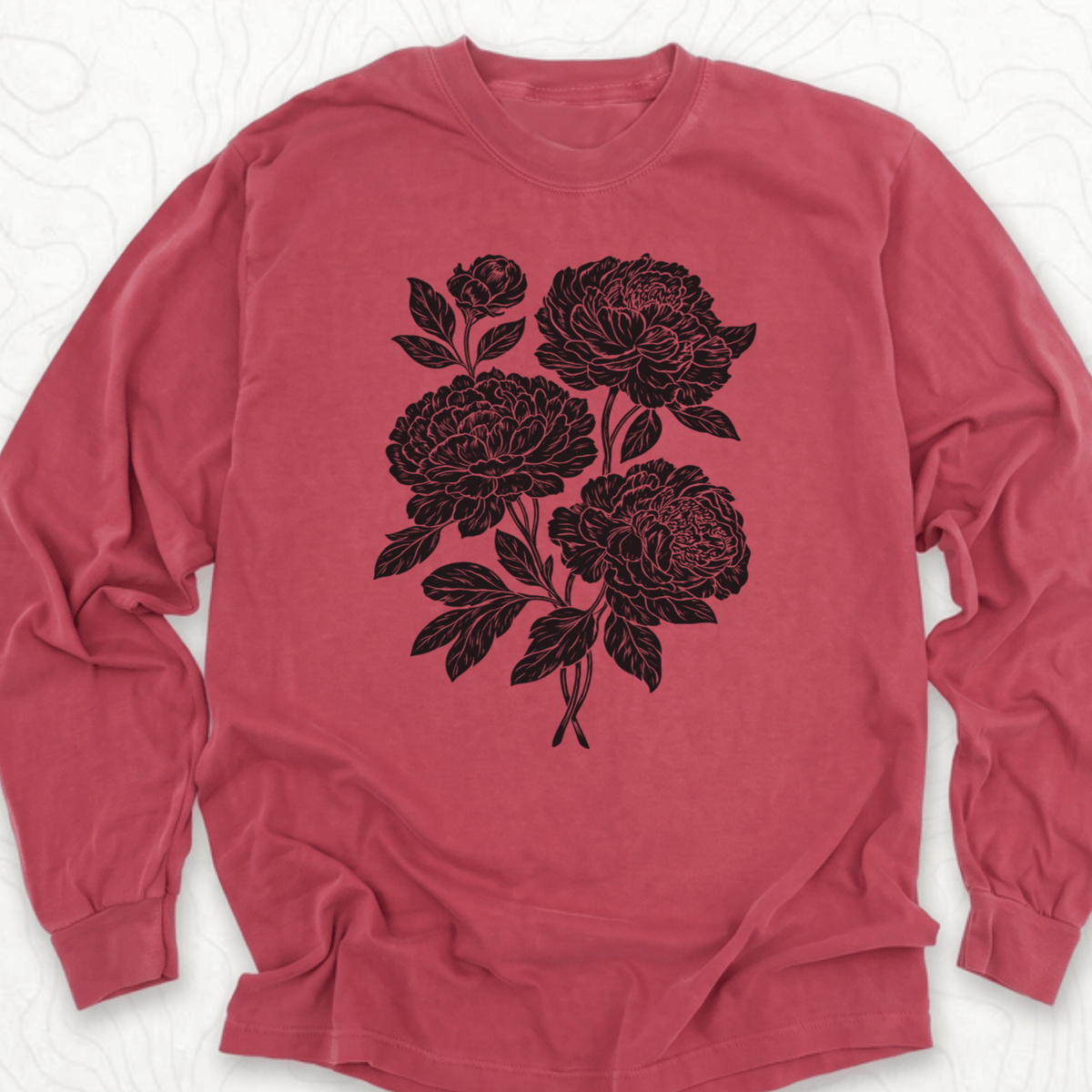 Peony Bouquet LS T-shirt - Crimson