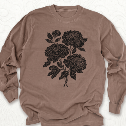 Peony Bouquet LS T-shirt - Espresso