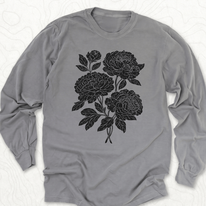 Peony Bouquet LS T-shirt - Grey