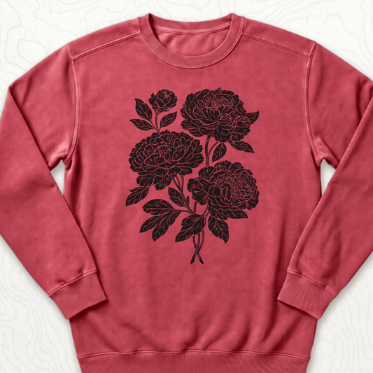 Peony Bouquet Sweatshirt - Crimson