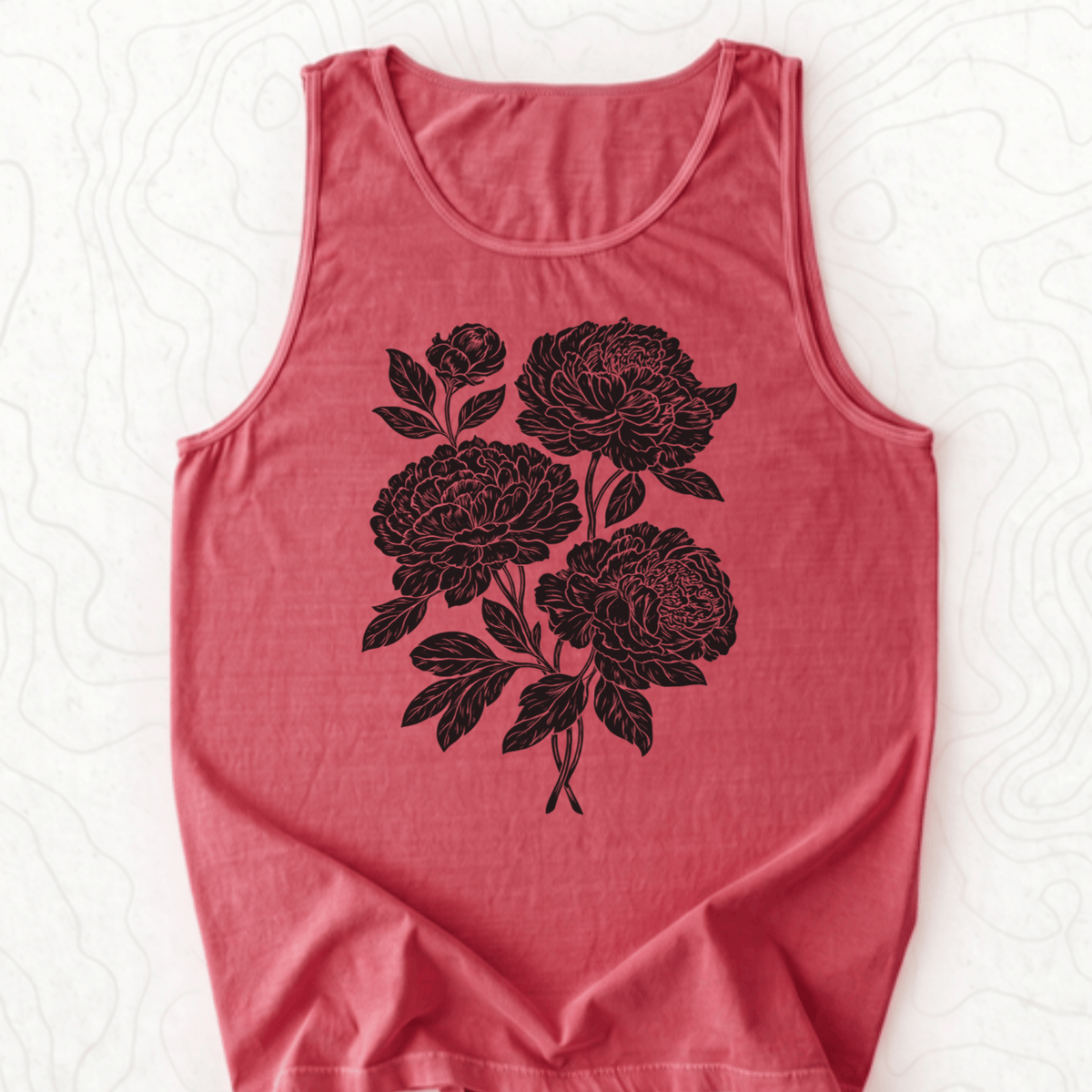 Peony Bouquet Tank Top - Crimson