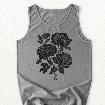 Peony Bouquet Tank Top - Grey