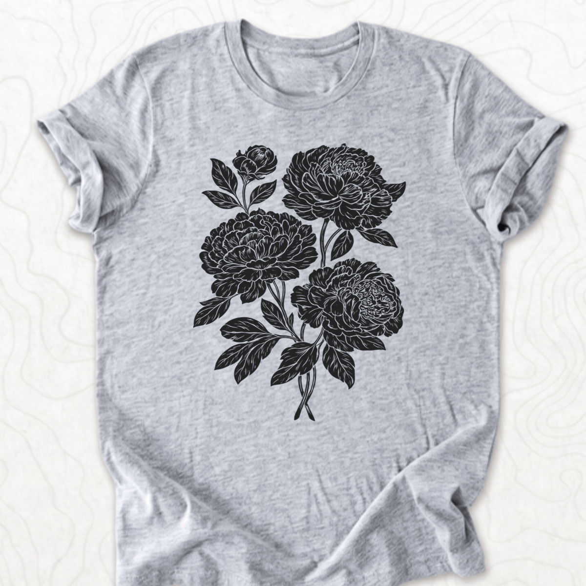 Peony Bouquet Tee - Athletic Heather