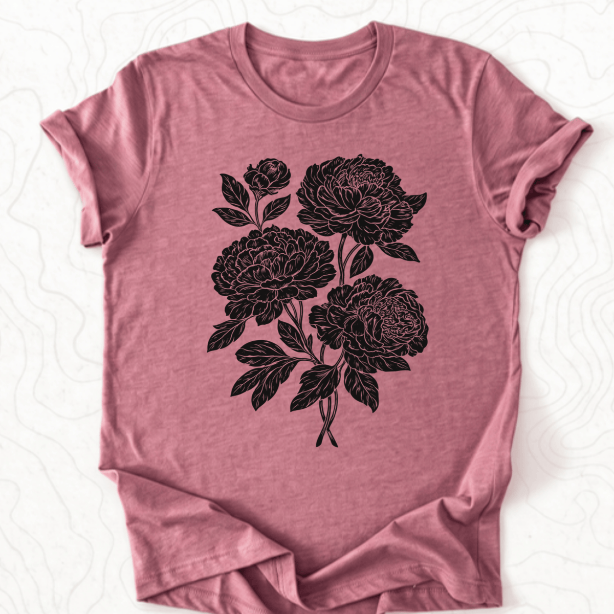 Peony Bouquet Tee - Heather Mauve