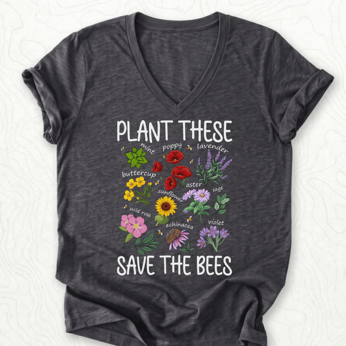 Plant These V-Neck - Dark Grey Heather