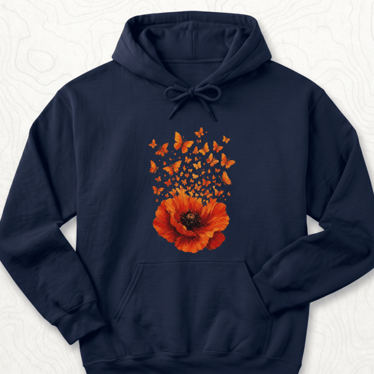 Poppy Butterflies Hoodie - Navy