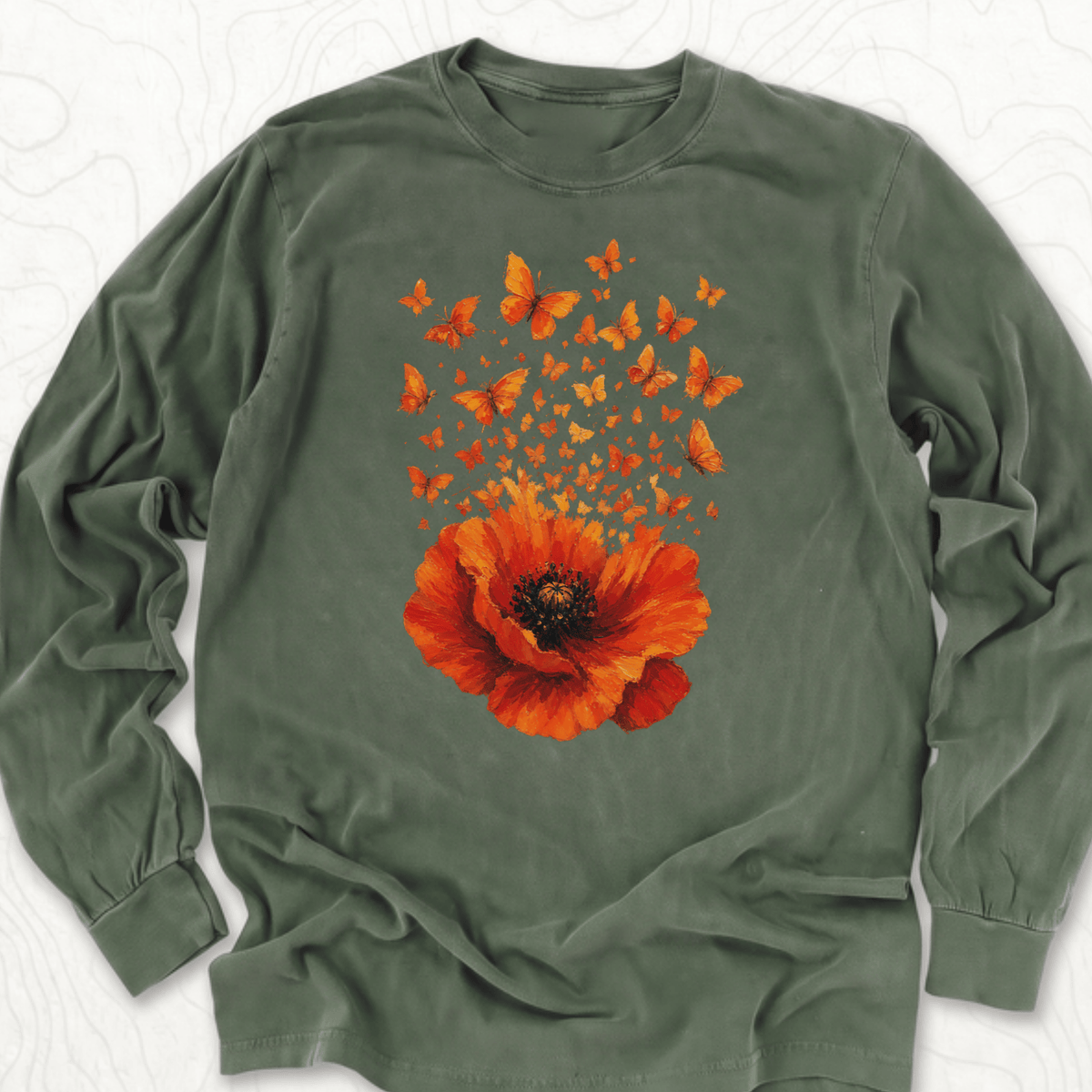 Poppy Butterflies LS T-shirt - Hemp