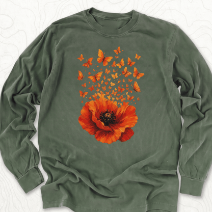 Poppy Butterflies LS T-shirt - Hemp