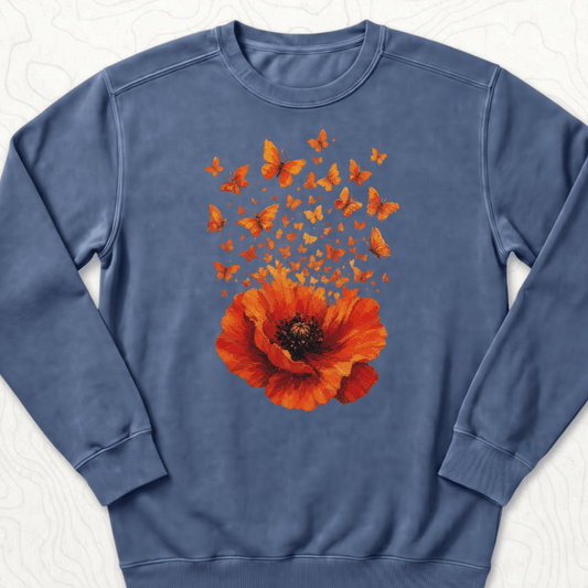 Poppy Butterflies Sweatshirt - Denim