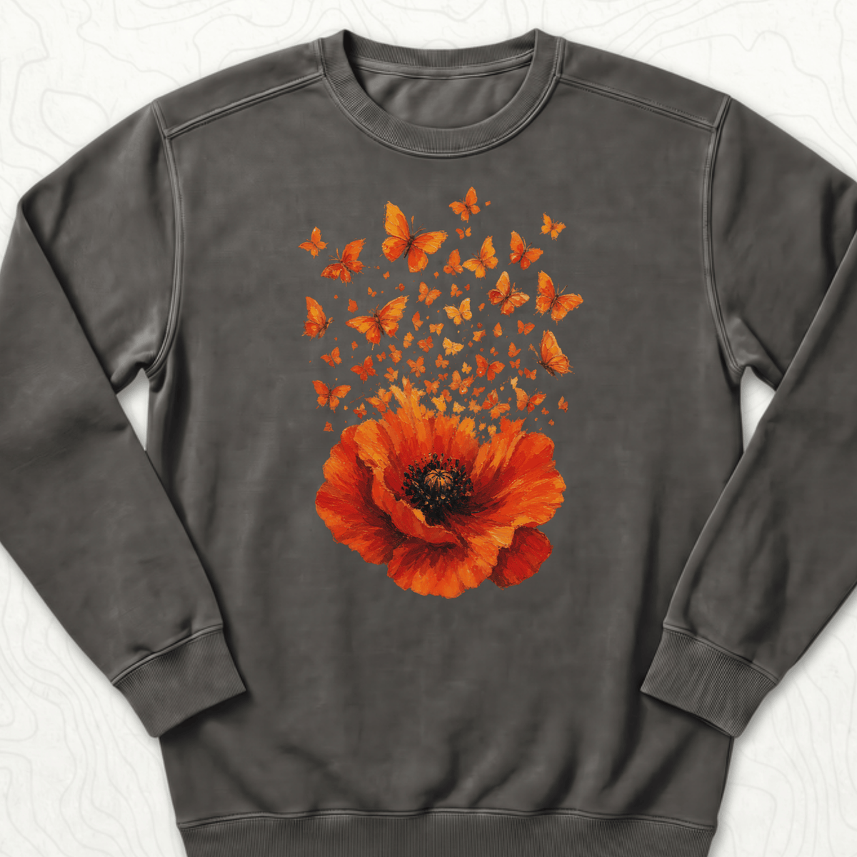 Poppy Butterflies Sweatshirt - Pepper