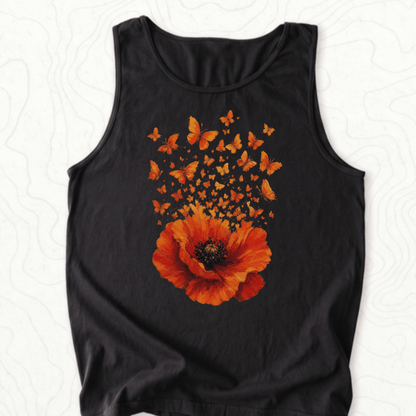 Poppy Butterflies Tank Top - Black