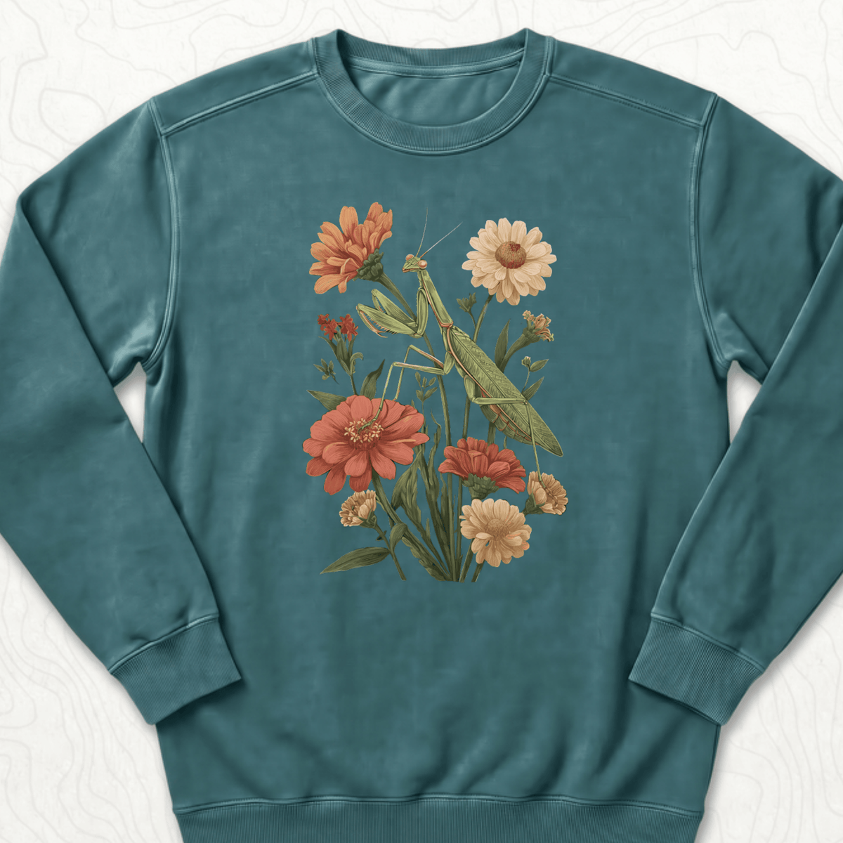 Praying Mantis Sweatshirt - Blue Spruce