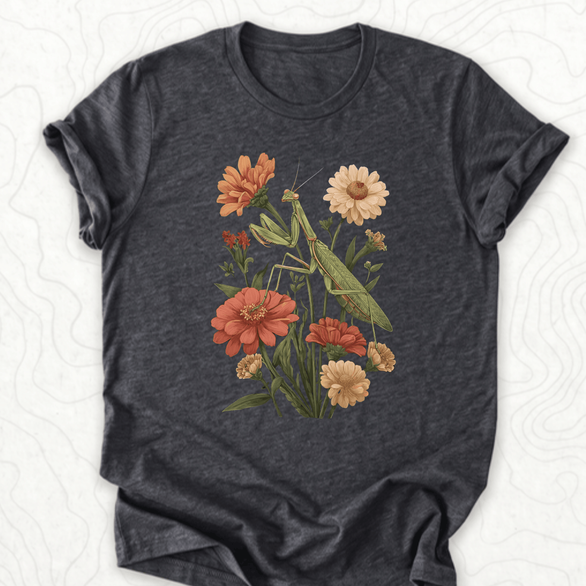 Praying Mantis Tee - Dark Grey Heather