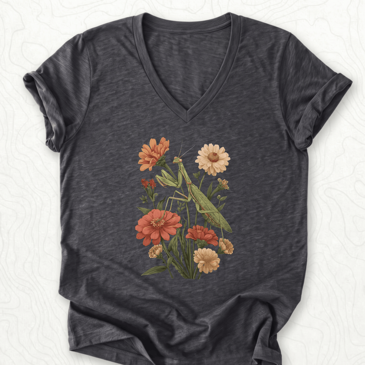 Praying Mantis V-Neck - Dark Grey Heather