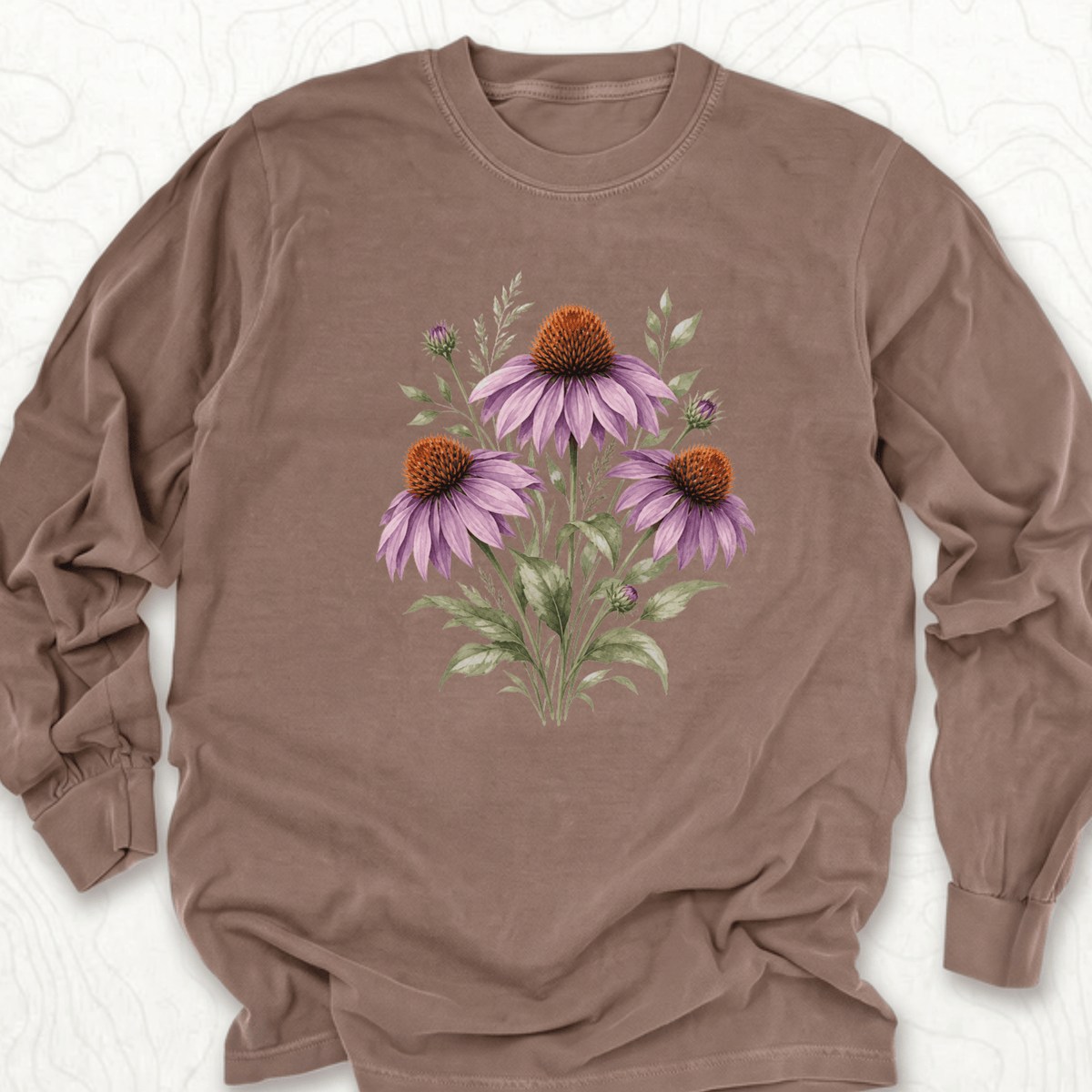 Purple Coneflower LS T-shirt - Espresso