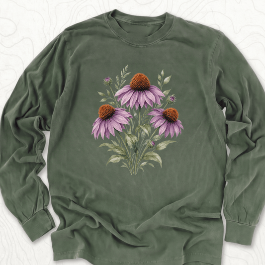 Purple Coneflower LS T-shirt - Hemp