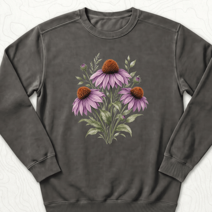 Purple Coneflower Sweatshirt - Pepper