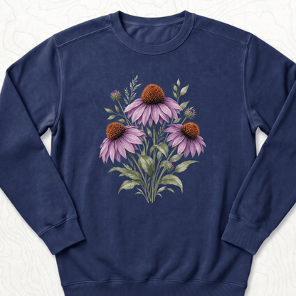 Purple Coneflower Sweatshirt - True Navy