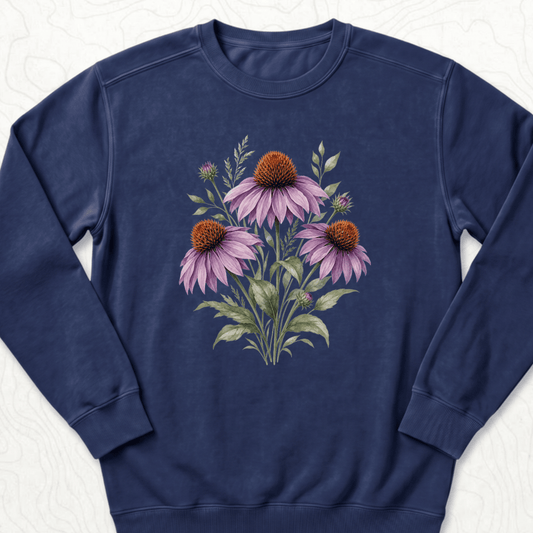 Purple Coneflower Sweatshirt - True Navy
