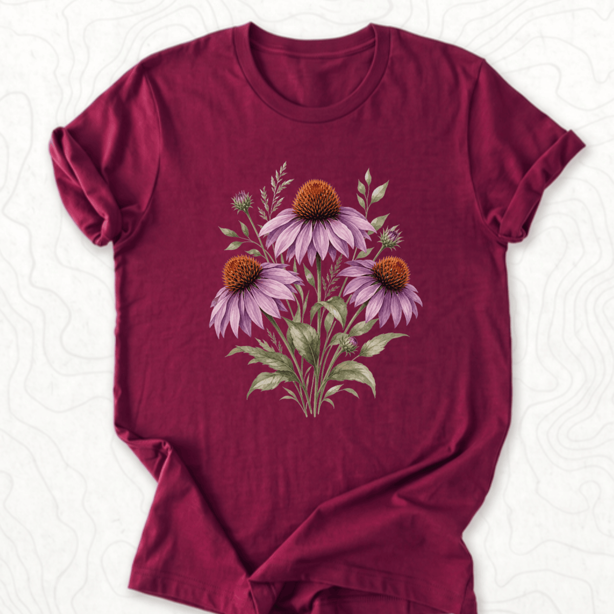 Purple Coneflower Tee - Maroon