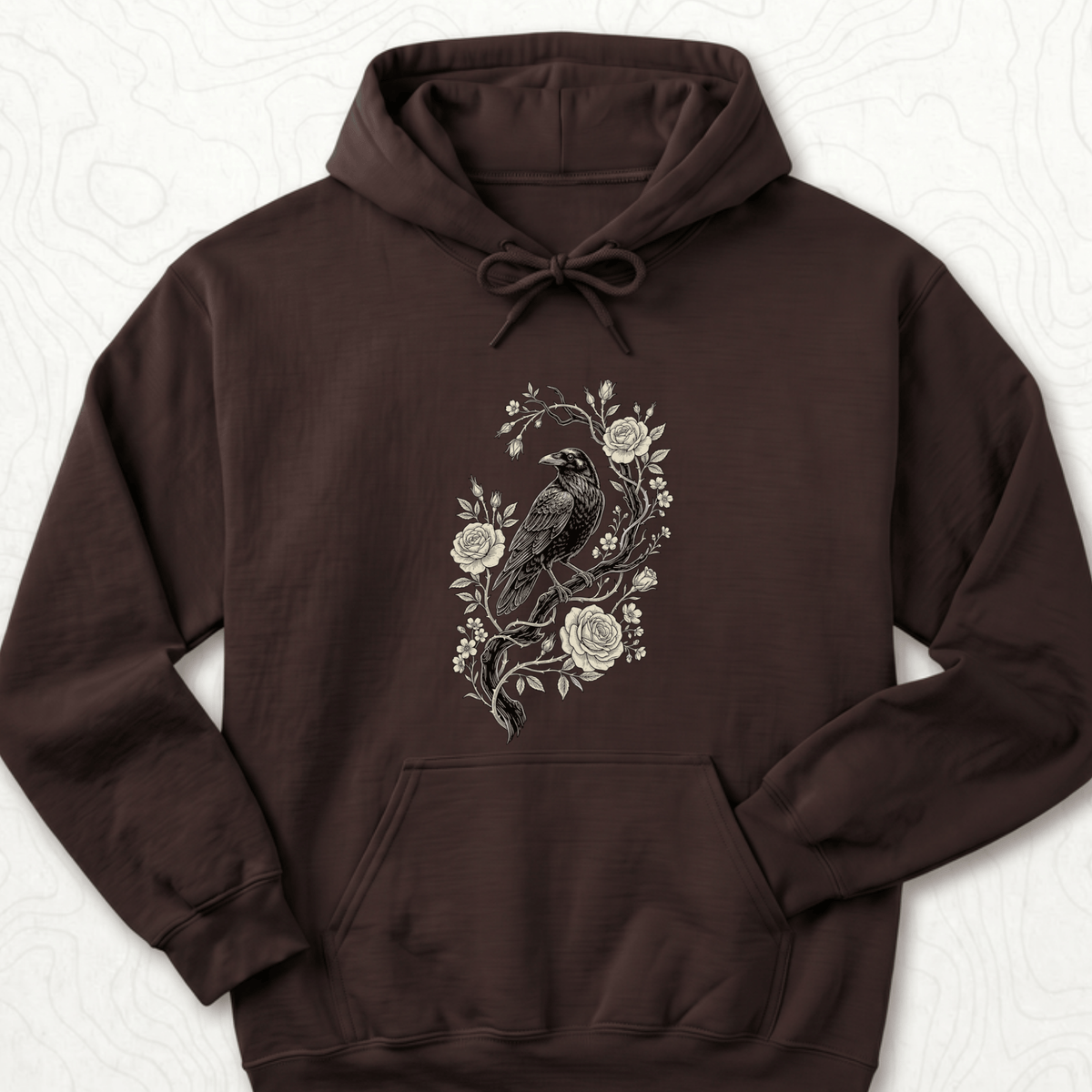 Raven Roses Hoodie - Dark Chocolate