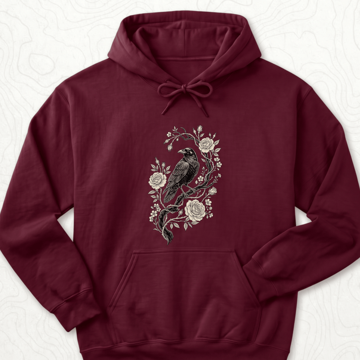 Raven Roses Hoodie - Maroon