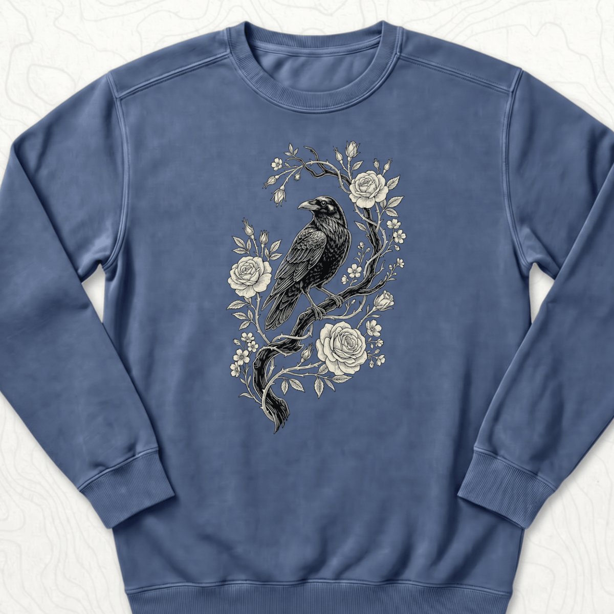 Raven Roses Sweatshirt - Denim