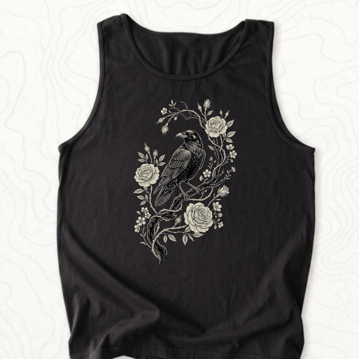 Raven Roses Tank Top - Black