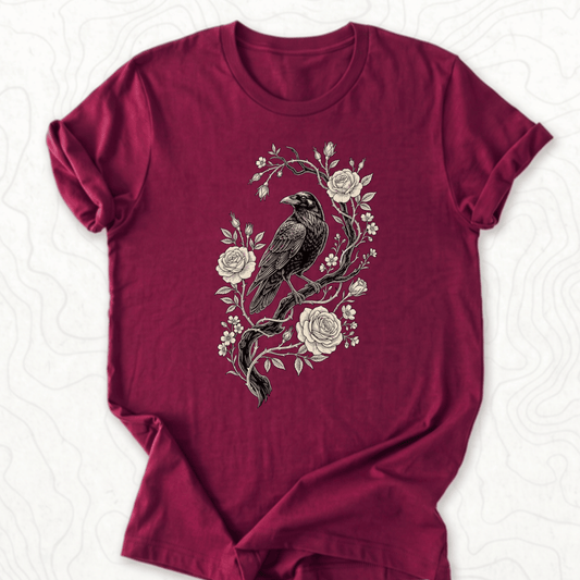 Raven Roses Tee - Maroon