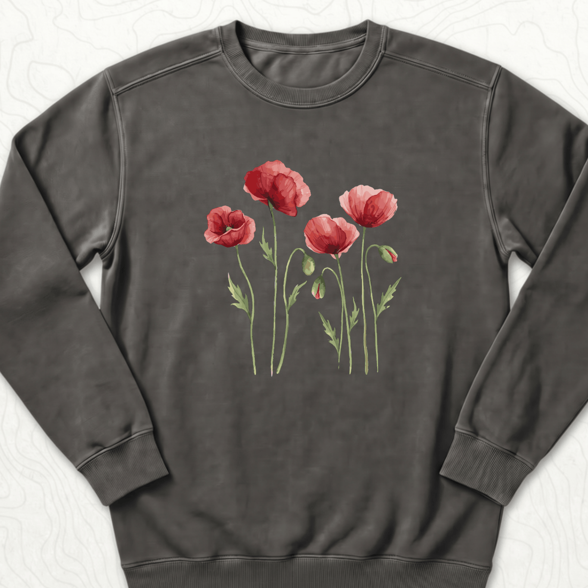 Red Poppies Sweatshirt - Pepper
