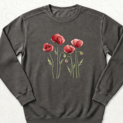 Red Poppies Sweatshirt - Pepper