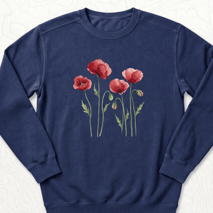 Red Poppies Sweatshirt - True Navy